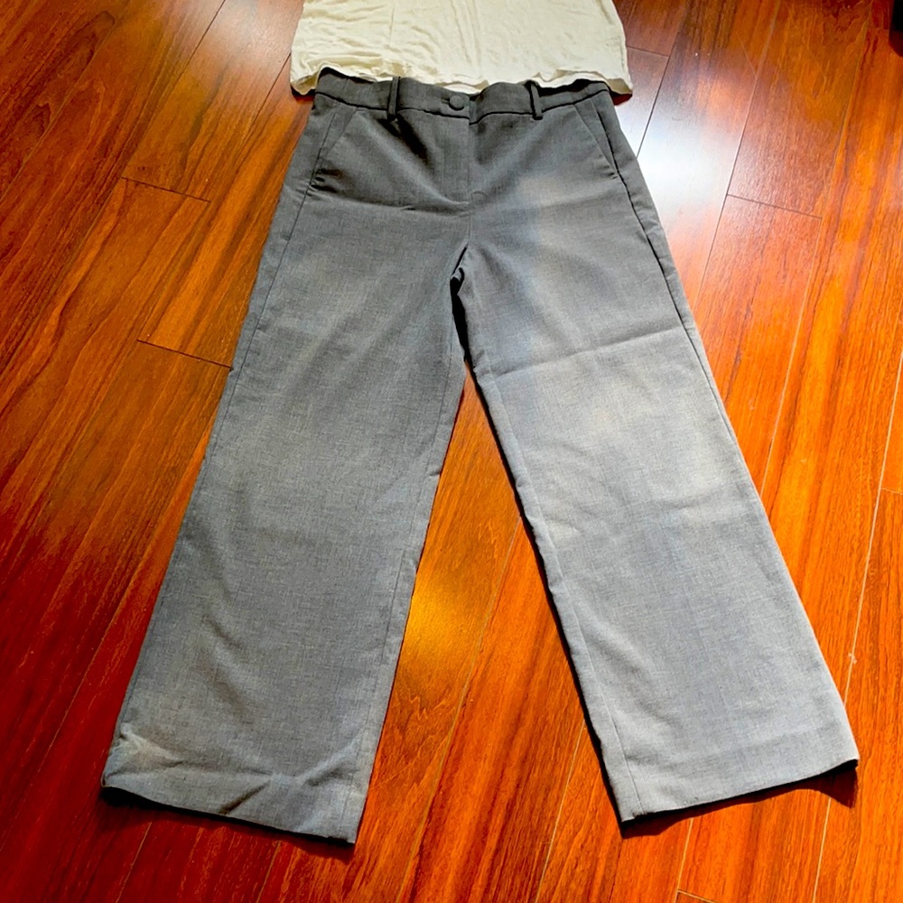 Size 12P Jcrew wide leg cropped grey trousers